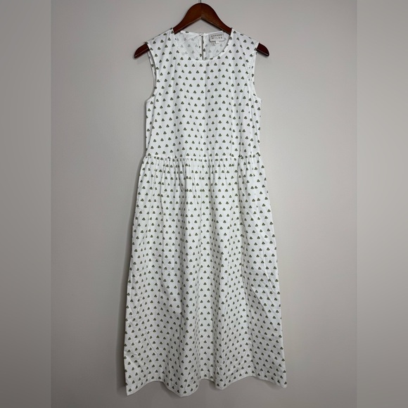 Daphne Wilde Dresses & Skirts - Daphne Wild White Clover Print Sleeveless Cotton Midi Dress Cottagecore Size 1